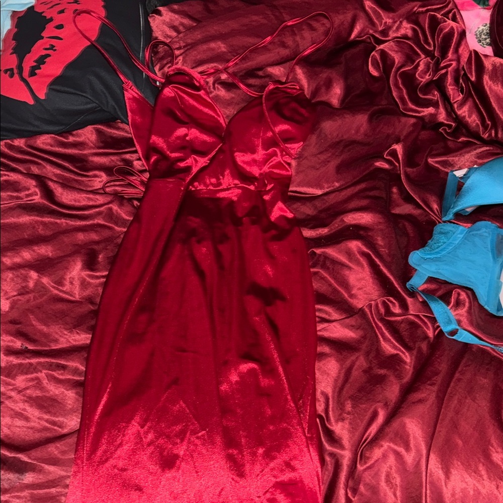 Elegant Red Satin Dress